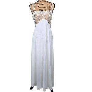 Vintage Formfit Rogers Off White Lace Nightgown Triple Strap Bridal Medium 14-16